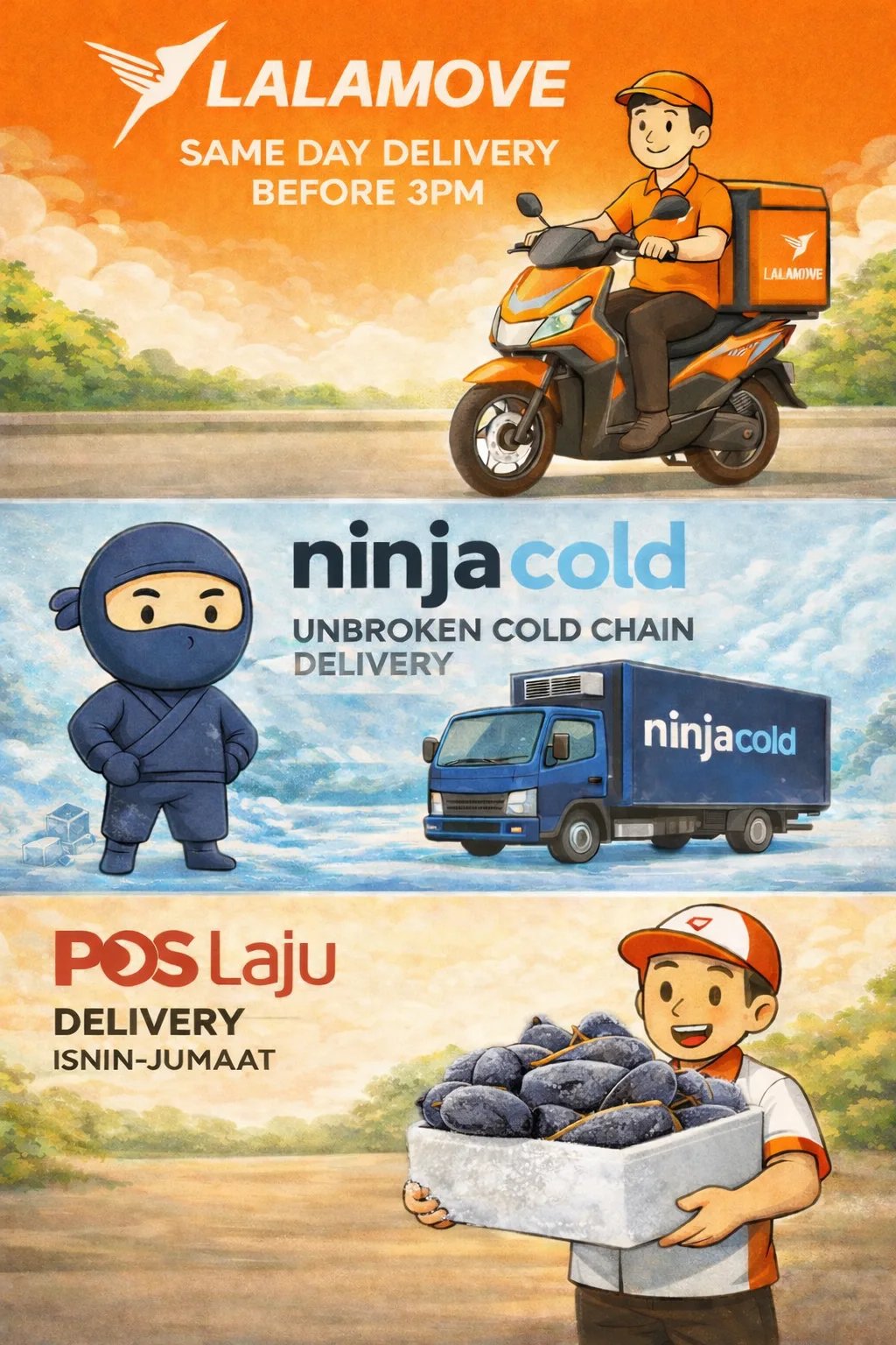 Courier Delivery - Lalamove, NinjaCold, Pos Laju