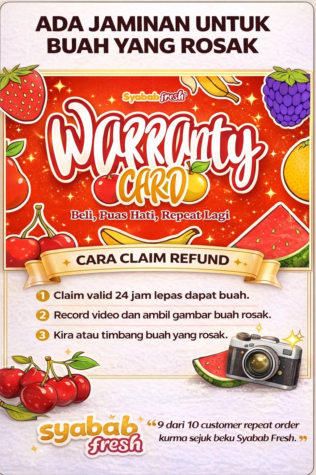 Syabab Fresh Warranty Card - Ada Jaminan Untuk Buah Yang Rosak
